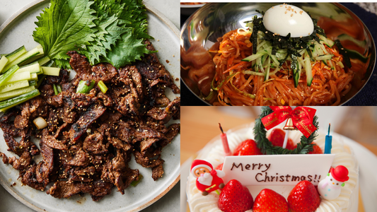 Bulgogi, jjolmyeon, and korean christmas cake